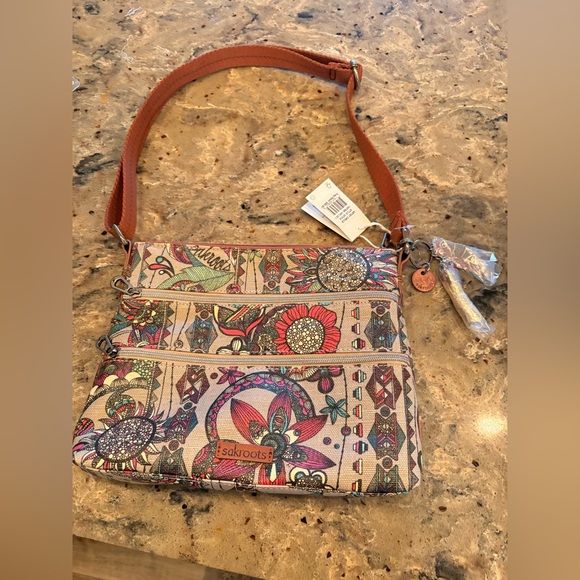 NWT Sakroots Artists Circle Crossbody, Charcoal Owl - Picture 3 of 12